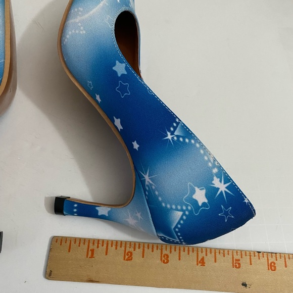 Unique High Heels Canvas Stars print Blue Women’s shoes - Picture 5 of 10